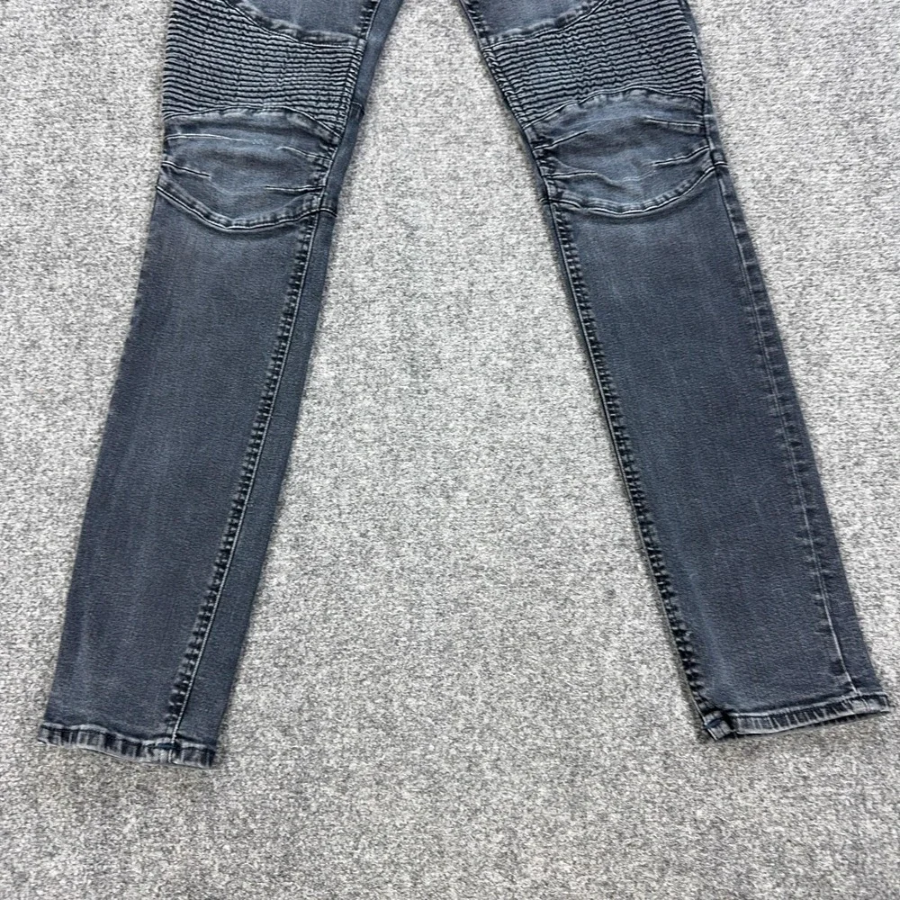 True Religion Rocco Moto Jeans Mens 29x31 Blue Relaxed Skinny Biker Denim Pants